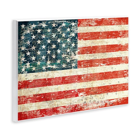 Stupell Industries Rustic American Flag Wall Plaque Art